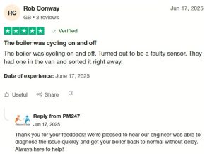 faulty sensor boiler